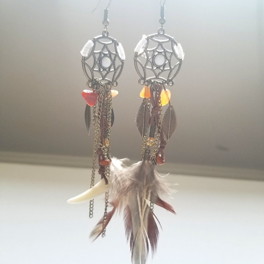 Dreamcatcher Feather Chain Earring